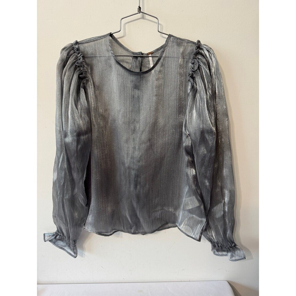 FREE PEOPLE FREYA FROST SILVER TOP XS